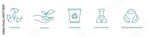 Vector Icons of Composting and Recyclable Green Technologies