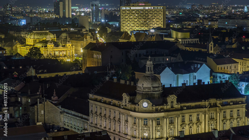 Old town of Zagreb at night timelapse. Zagreb, Croatia Old town of Zagreb at night timelapse. Zagreb, Croatia