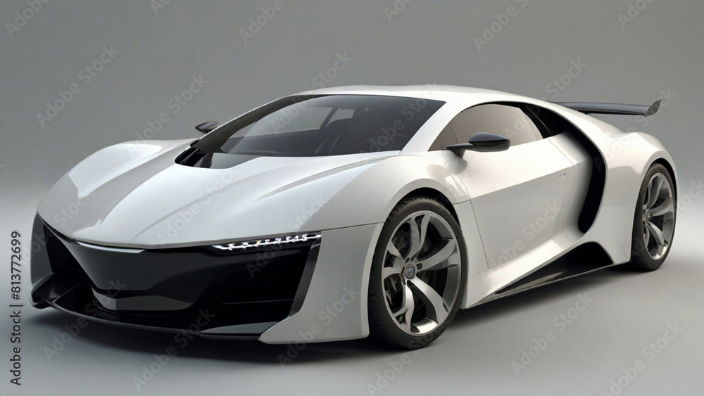 Future Car Design on White Color, Modern Vehicle Future Car Design on White Color, Modern Vehicle