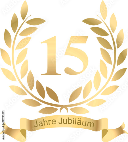 Laurels in vector for the 15 years jubilee with text in German