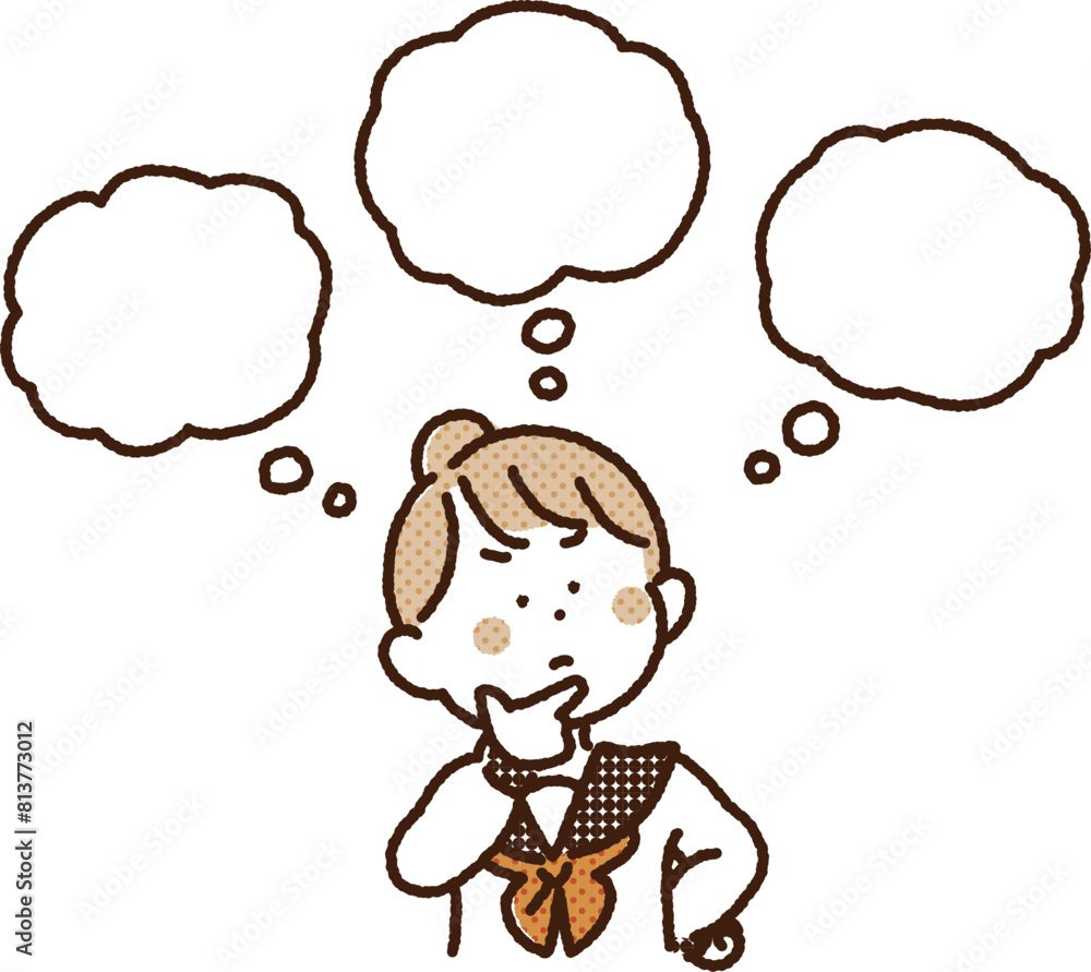 Obraz premium いくつかの選択肢で迷う学生のイラスト（文字なし） 女の子