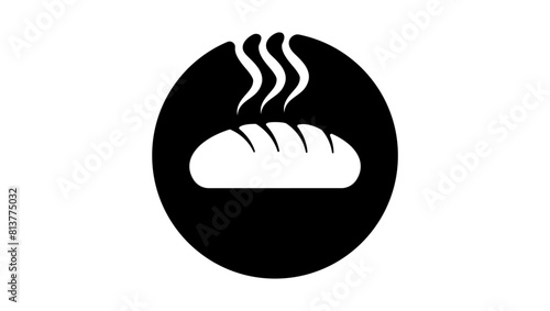 Hot bread, black isolated silhouette