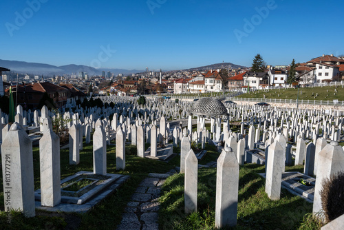 Martyrs' memorial cemetery Kovaci in Sarajevo, Europe.