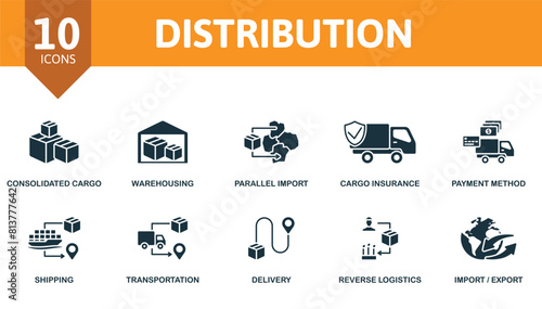 Distribution set. Creative icons. Editable elements.