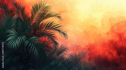 Palm sunday soncept illustration  Generative AI watercolor background