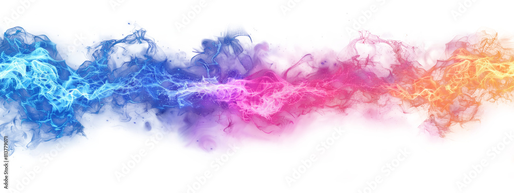Blue, red and orange energy wave isolated on transparent background.