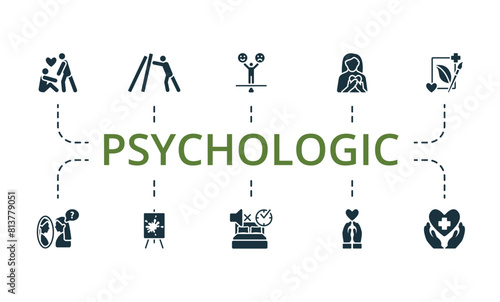 Psychologic set. Creative icons. Editable elements.