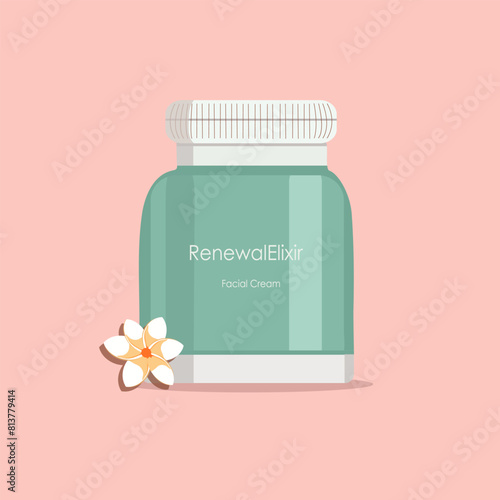 Facial skin care. Cosmetic masks, cream, lotion, soap, face scrub. Illustration, vector