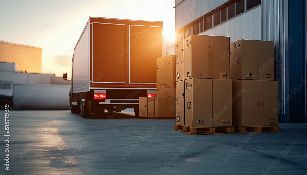 cargo boxes standing next to cargo van in large warehouse, isolated white background
cargo boxes standing next to cargo van in large warehouse, isolated white background
