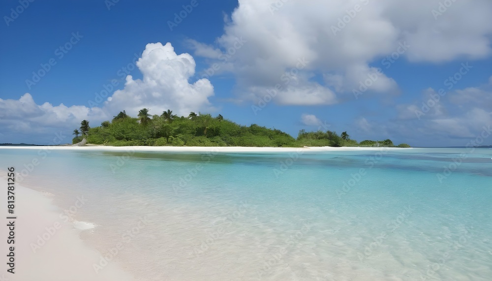 A tropical island paradise with white sandy beache