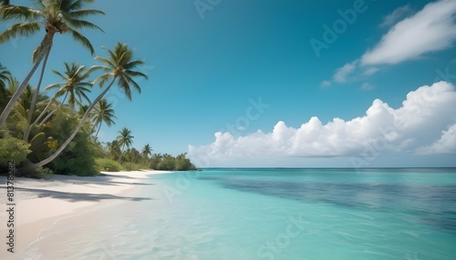 A tropical island paradise with palm trees swaying upscaled_2