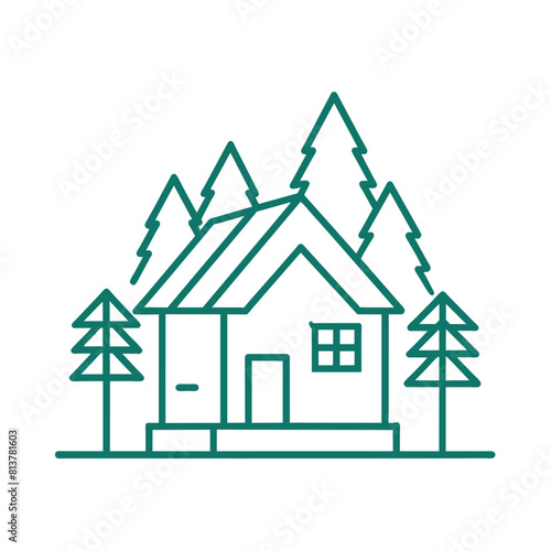 Line icon house in woods vector design on white background
