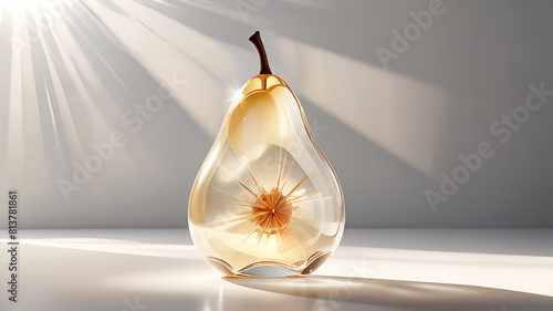 a beautiful glass pear on clean white background,