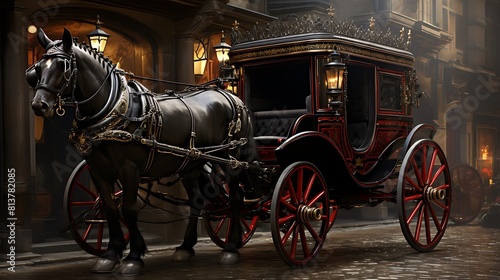 A old-fashioned horse-drawn carriage