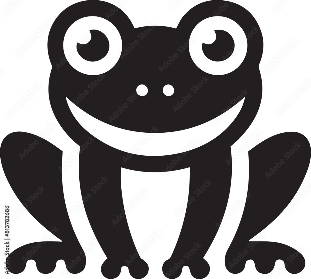 Naklejka premium Cute frog sitting silhouette vector illustration.