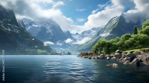 A scenic boat tour through a beautiful fjord photo
