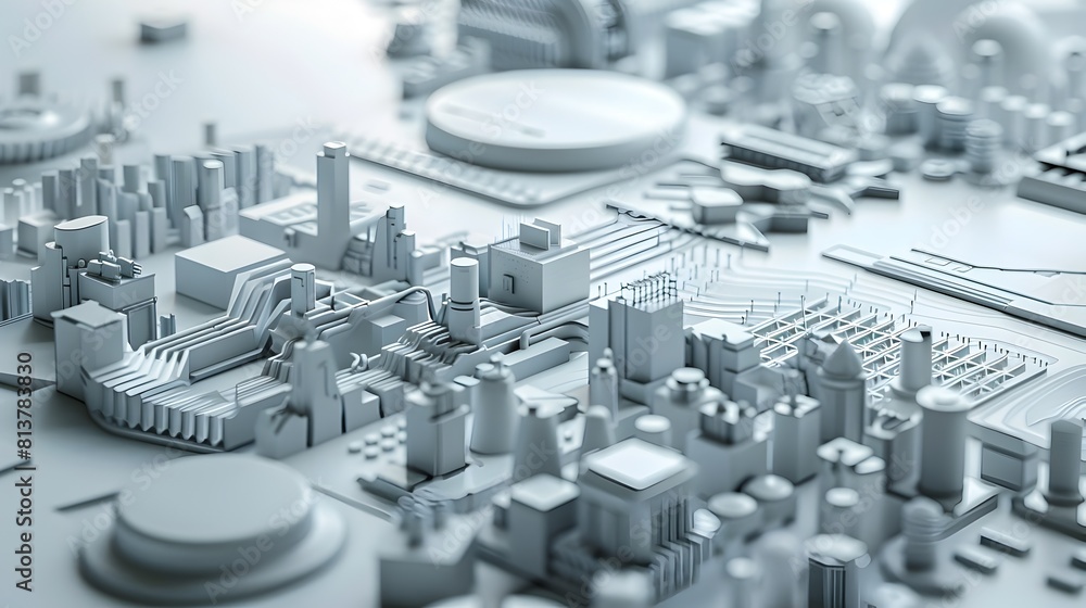 Fototapeta premium Detailed Minimalist 3D Tech Innovation Scene for Conceptual Business Strategy