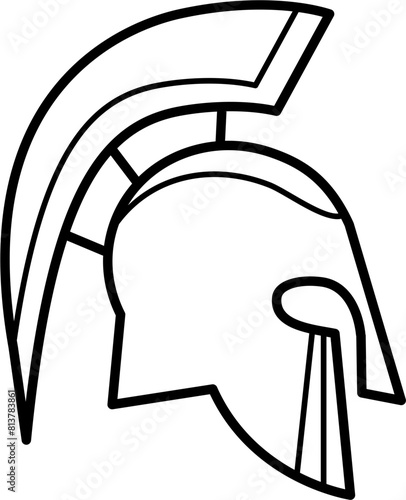 Warrior helmet outline icon vector