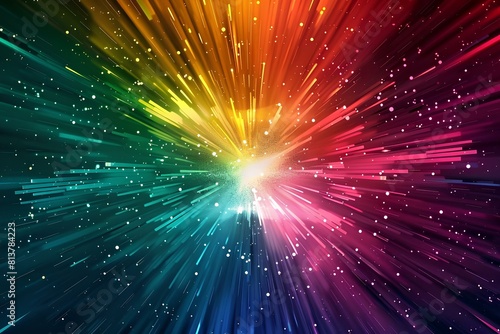 Abstract colorful background with a burst of light in the center. photo