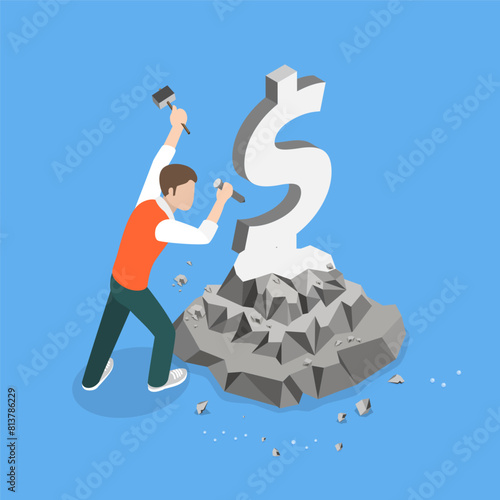 3D Isometric Flat Vector Illustration of Making Money, Profitable Investment