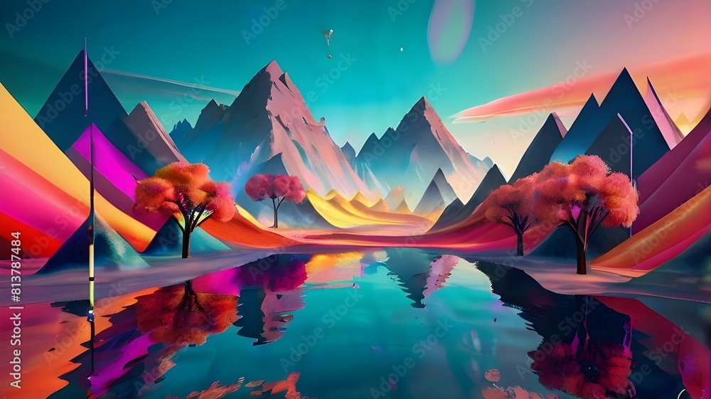 colorful landscape view with the mountains