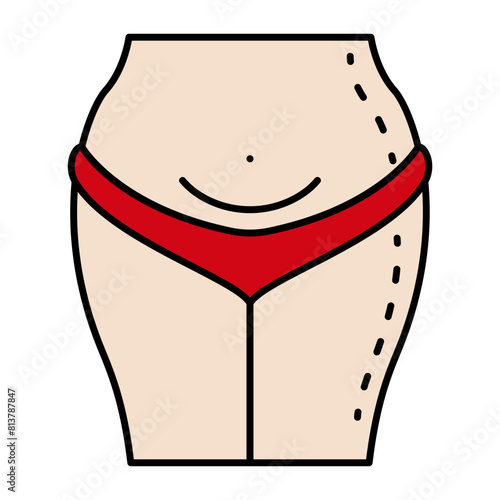 Abdominoplasty or Tummy Tuck concept vector icon design, Cosmetology or Cosmetologist Symbol, esthetician or beautician Sign, Beauty treatment stock illustration