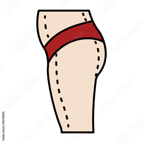 Human Body Lower Side View vector icon design, Cosmetology or Cosmetologist Symbol, esthetician or beautician Sign, Beauty treatment stock illustration, Thighplasty or Legs reshaping therapy concept