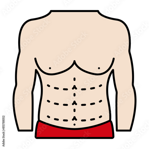 liposculpture vector icon design, Cosmetology or Cosmetologist Symbol, esthetician or beautician Sign, Beauty treatment stock illustration, Male six-pack lipo ab etching concept