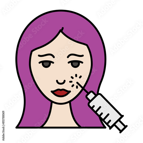 Liquid and injectable facelifts vector icon design, Cosmetology Cosmetologist Symbol, esthetician or beautician Sign, Beauty treatment illustration, Mini Facelift Using Profound RF Microneedle concept