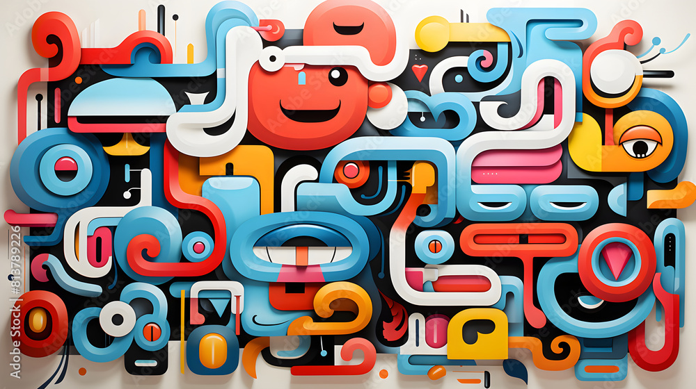 cartoon characters stylized in a clean and contemporary graphic style pattern geometric shapes design poster background cartoon characters stylized in a clean and contemporary graphic style pattern geometric shapes design poster background