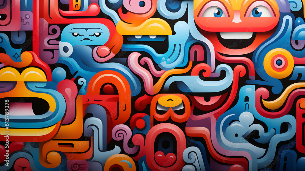cartoon characters stylized in a clean and contemporary graphic style pattern geometric shapes design poster background cartoon characters stylized in a clean and contemporary graphic style pattern geometric shapes design poster background