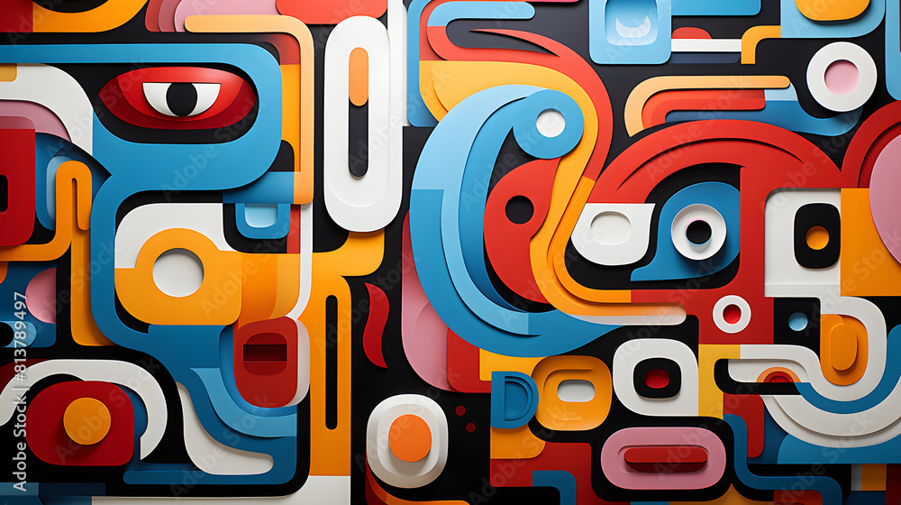 cartoon characters stylized in a clean and contemporary graphic style pattern geometric shapes design poster background cartoon characters stylized in a clean and contemporary graphic style pattern geometric shapes design poster background