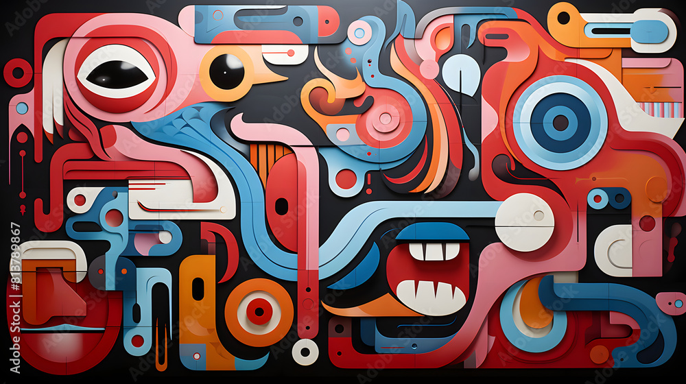 cartoon characters stylized in a clean and contemporary graphic style pattern geometric shapes design poster background cartoon characters stylized in a clean and contemporary graphic style pattern geometric shapes design poster background
