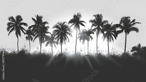 Highly Detailed Palm Tree Silhouettes  The Shadow Of Palm Trees On White Background