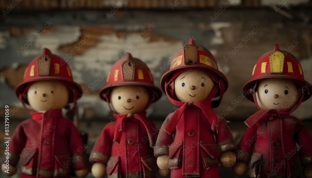 Diorama of Firefighters with Dirty Uniform After Work