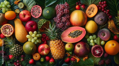 Craft an image showcasing the diversity of tropical fruits