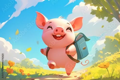 a pig wearing a bag in nature