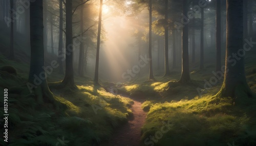 A secluded forest glen bathed in the soft light of upscaled_4 photo