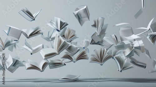 A Cascade of Floating Books