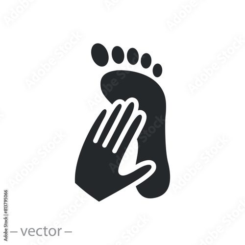 print or trace icon, hand and foot, flat web symbol on white background - vector illustration photo