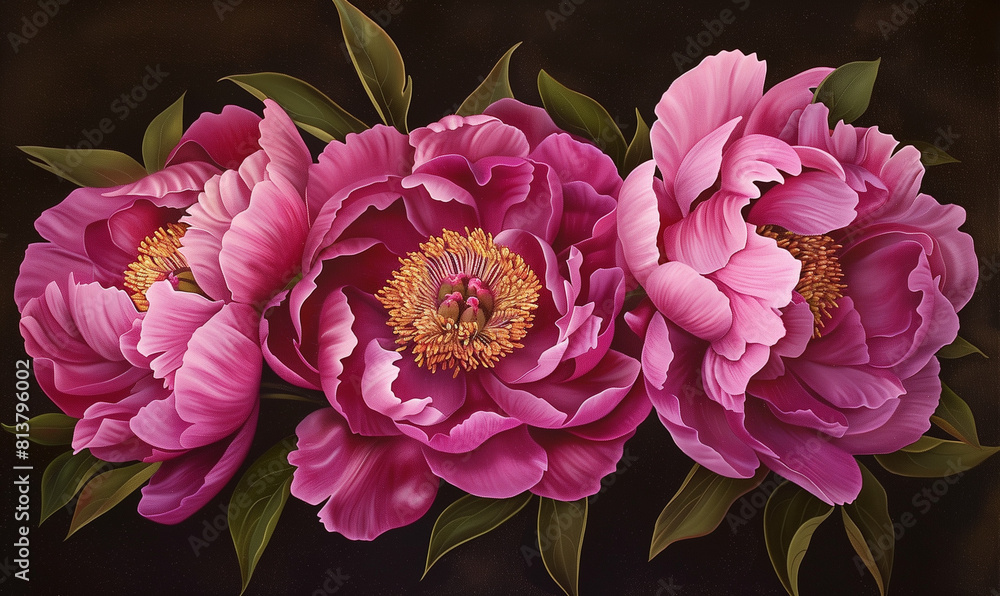 Magenta peony flowers look like the epitome of delicacy and elegance, exuding intense color and a rich floral aroma Magenta peony flowers look like the epitome of delicacy and elegance, exuding intense color and a rich floral aroma