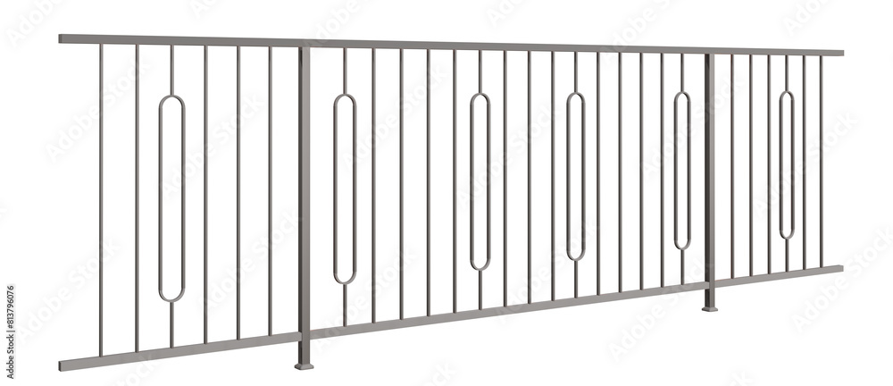 3D render showcases a sleek grey ironwork balustrade, capturing the essence of modern Indochine architecture (transparent background). Ideal for adding a touch of timeless elegance to your design 3D render showcases a sleek grey ironwork balustrade, capturing the essence of modern Indochine architecture (transparent background). Ideal for adding a touch of timeless elegance to your design