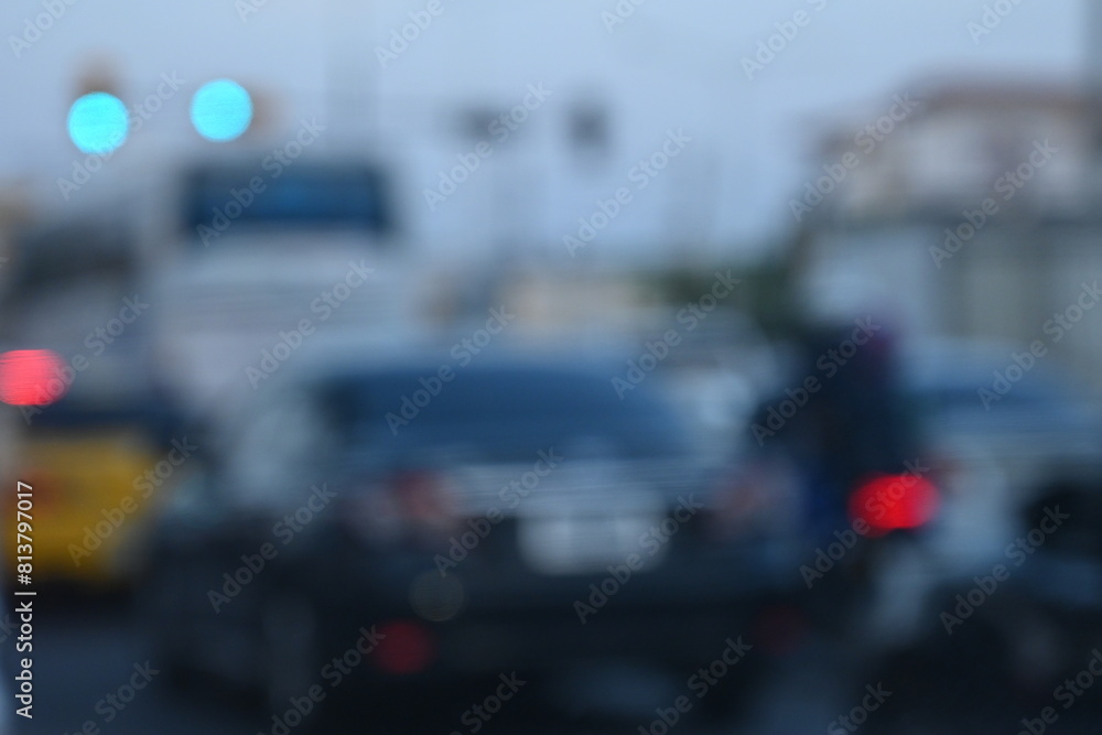 traffic jam in the city, blurred image traffic jam in the city, blurred image
