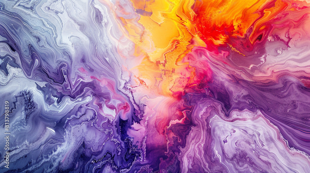 A sudden burst of vibrant colors on Marble background