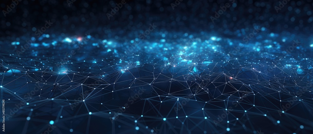 Fototapeta premium Glowing Blue Abstract Background with Stars and Energy Effects