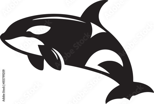Orcinus orca killer whale silhouette vector illustration.