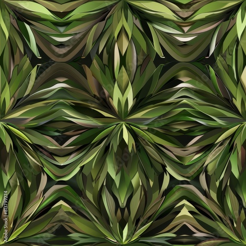 Exotic Green Leaves Pattern with Symmetrical Design