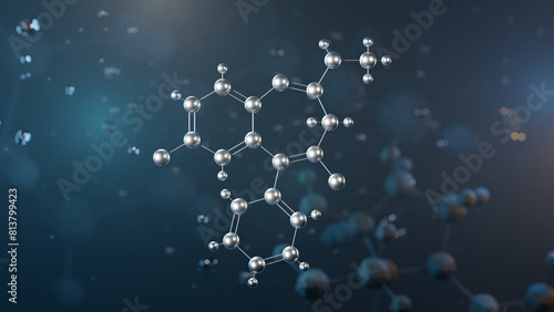 chlordiazepoxide molecular structure, 3d model molecule, sedative, structural chemical formula view from a microscope photo