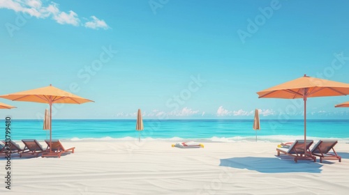 summer beach scene with clear sky and blue sea with copy space  design for summer themed banner  poster  card  wallpaper  advertising