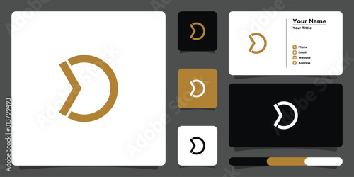 Letter d logo design with creative concept and business card. Premium Vector